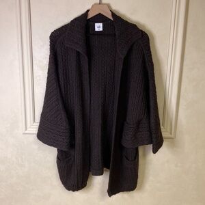 Cabi 3702 Repose Cape Open Cardigan Sweater Dark Brown Ganache XS/S